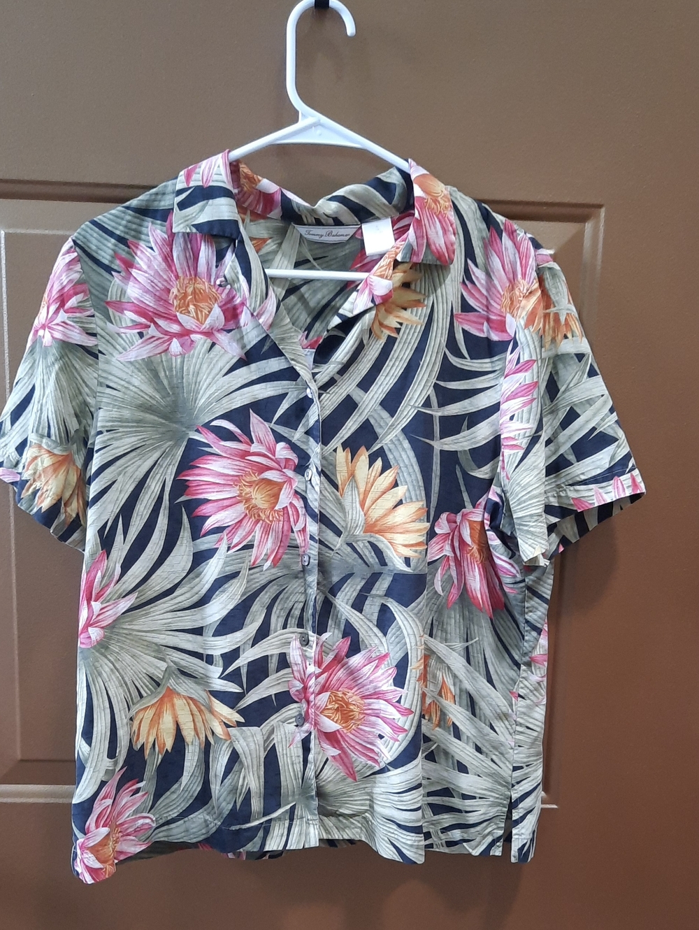 Tommy Bahama Black Floral Hawaiian Button-Down Shirt